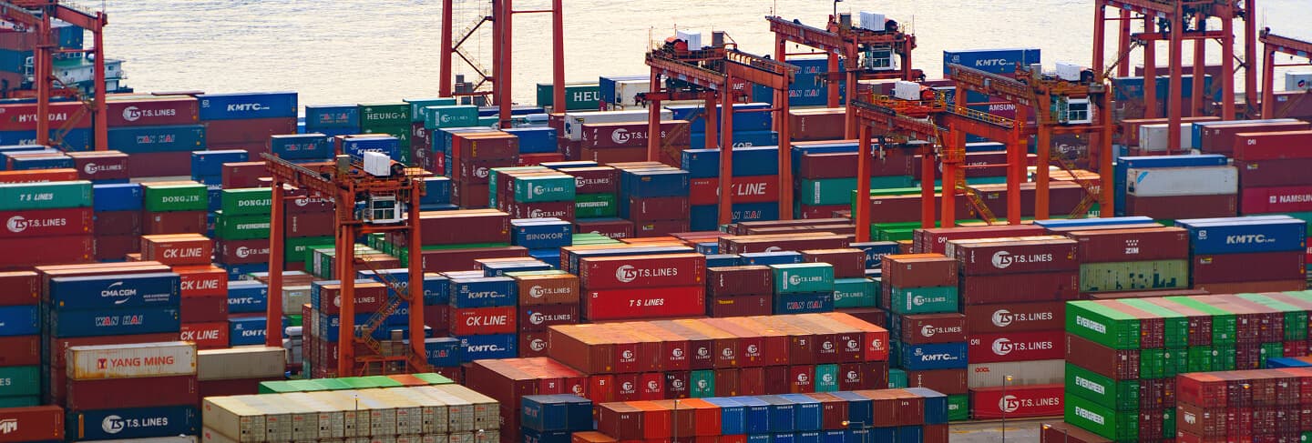 Container cargo ship in port